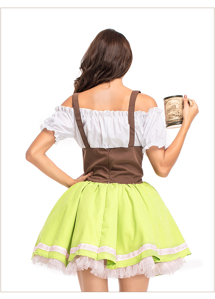 Womens Costume Dress Oktoberfest Dirndl Carnival Bavarian Mini Maid Lace Up